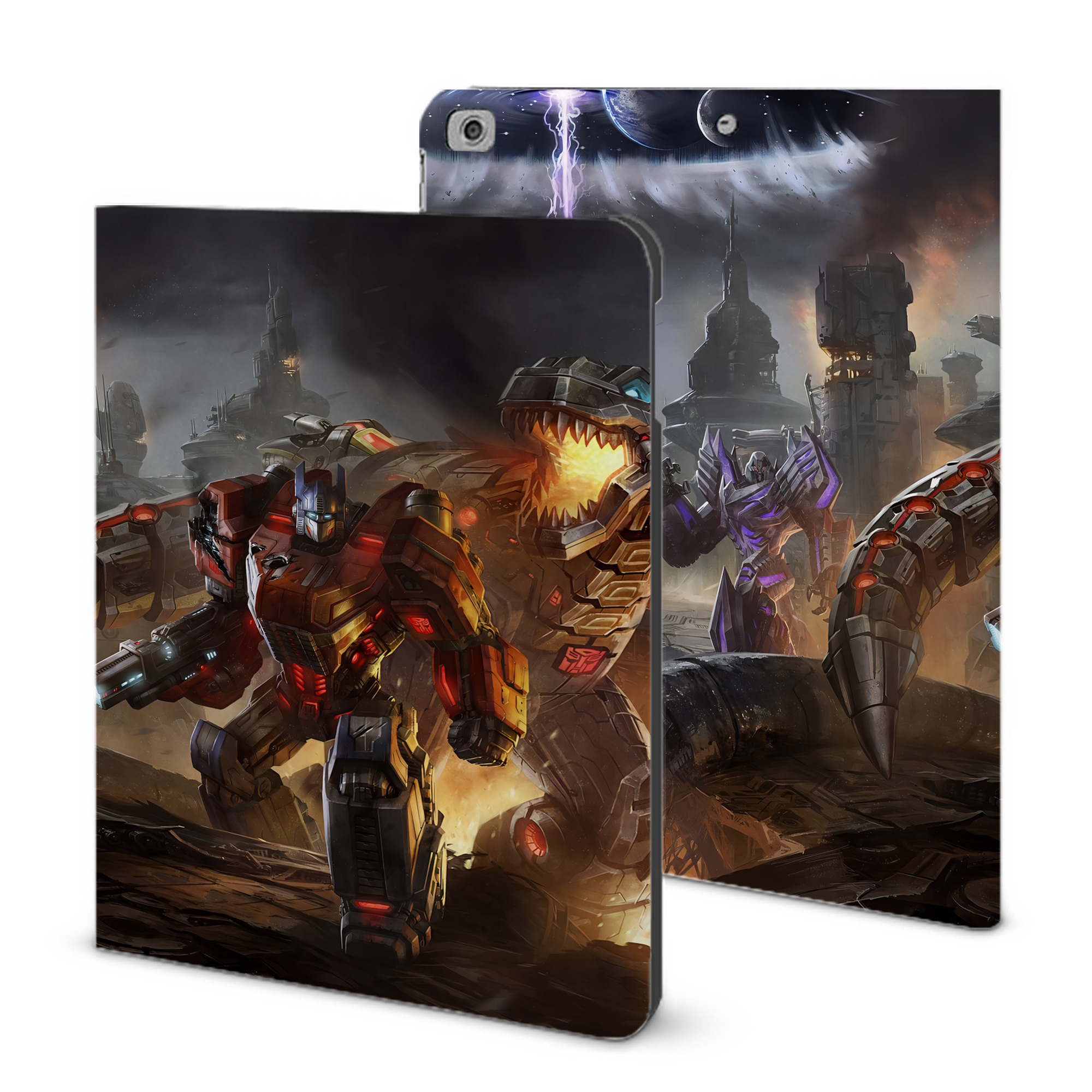 （画像用） Transformers トランスフォーマー IPad ケース ブック型 PUレザー TPU 耐衝撃 軽量 薄型 ペン収納なし 全面保護 IPad 各モデル対応